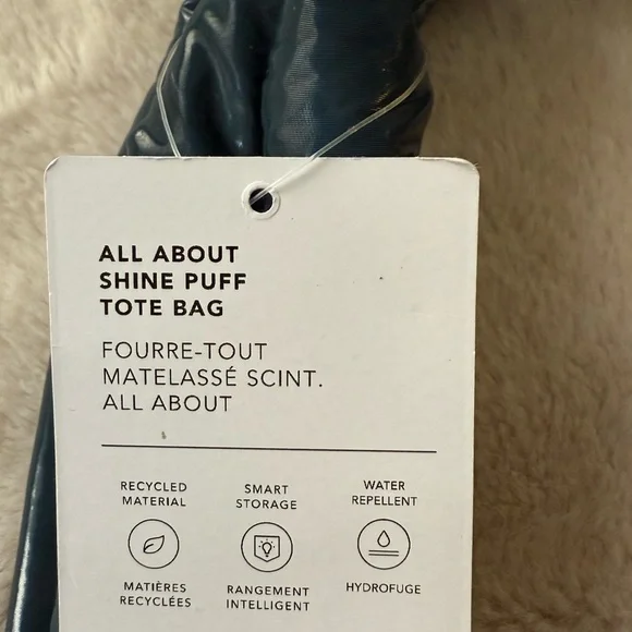 NWT Athleta All About Shine Puff Tote Bag Teal Cypress - Picture 13 of 13
